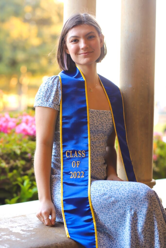 a person in a blue dress